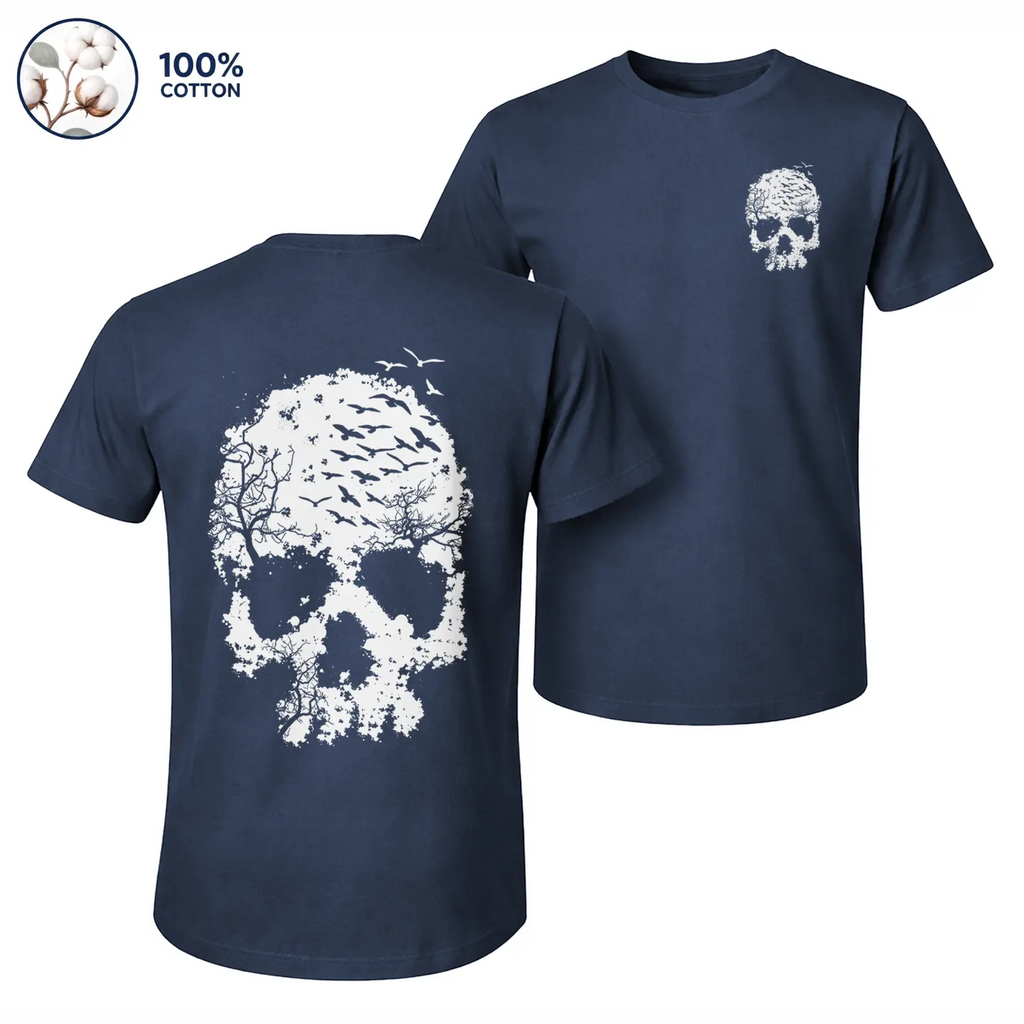 Men’s 100% Cotton Sleeveless Tank Top, Skull Graphic Muscle Shirt, Front and Back Print Casual Summer Tee, Soft Breathable Loose Fit Streetwear Top for Gym and Daily Wear