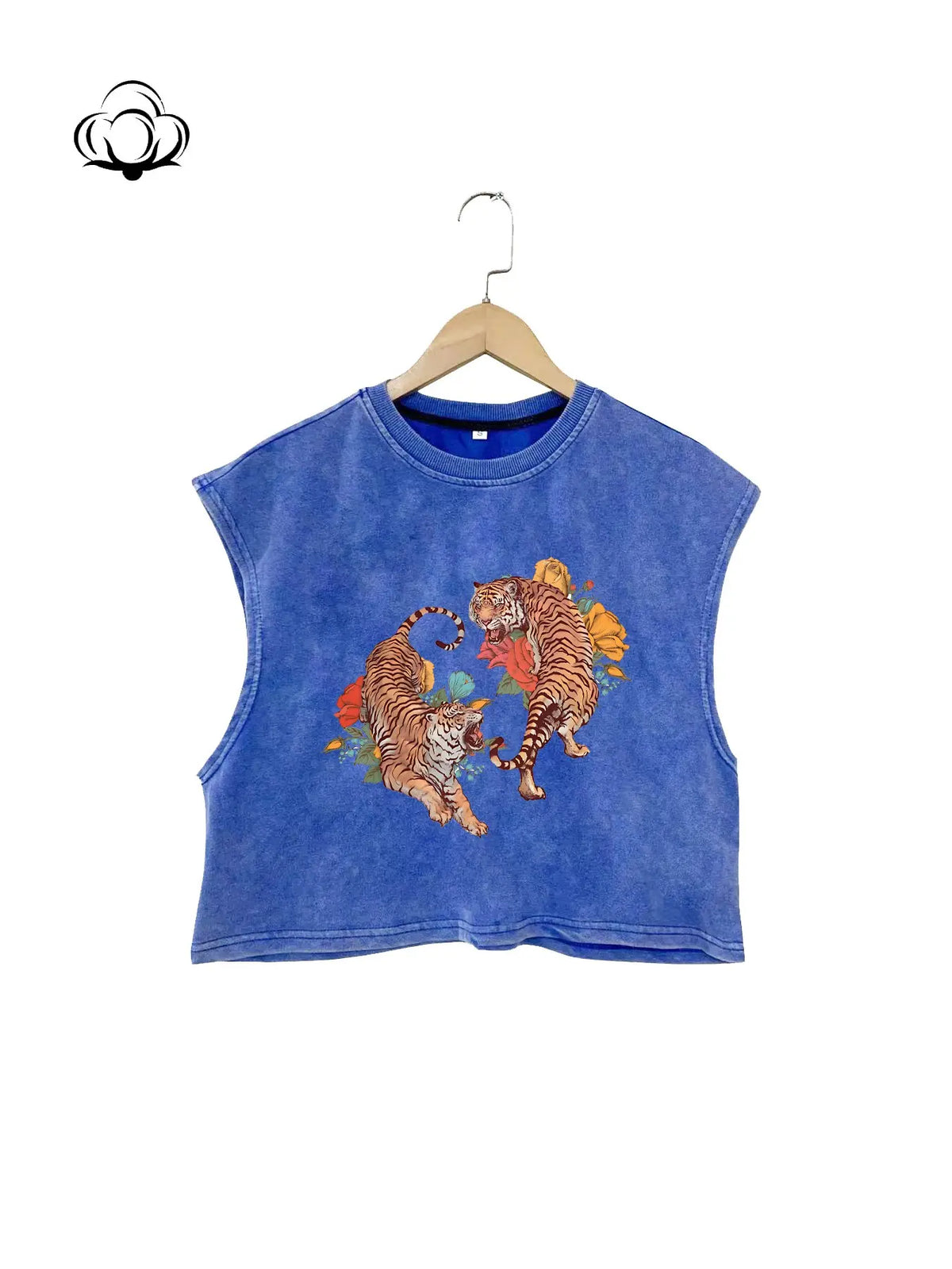 Spring Summer New Classic Round Neck Plus Size Cotton Sleeveless Graphic Tank Top, Unisex Loose Fit Animal Print Letter Design, Casual Outerwear