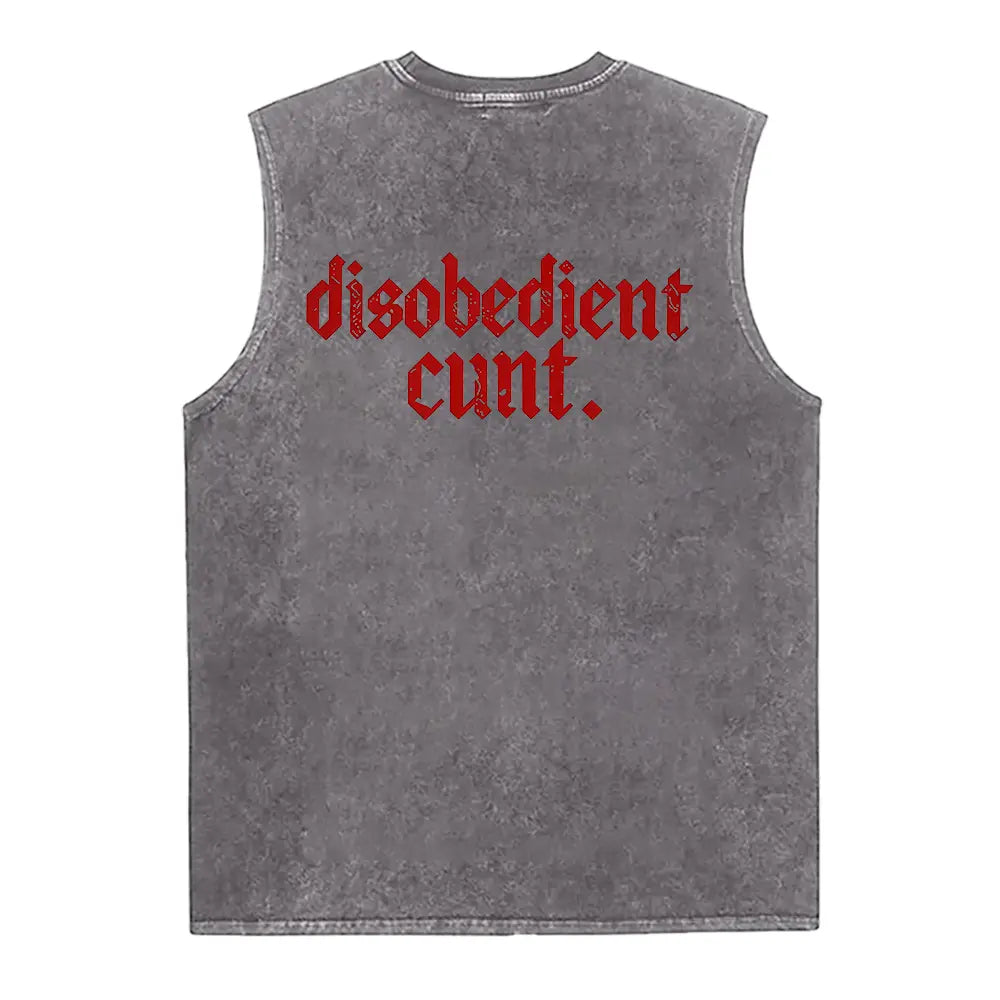 Funny Hoodie Graphic – “disobedient-cult ” Statement Washed Vest for Men & Women, Gift for Her and Him, Vibes