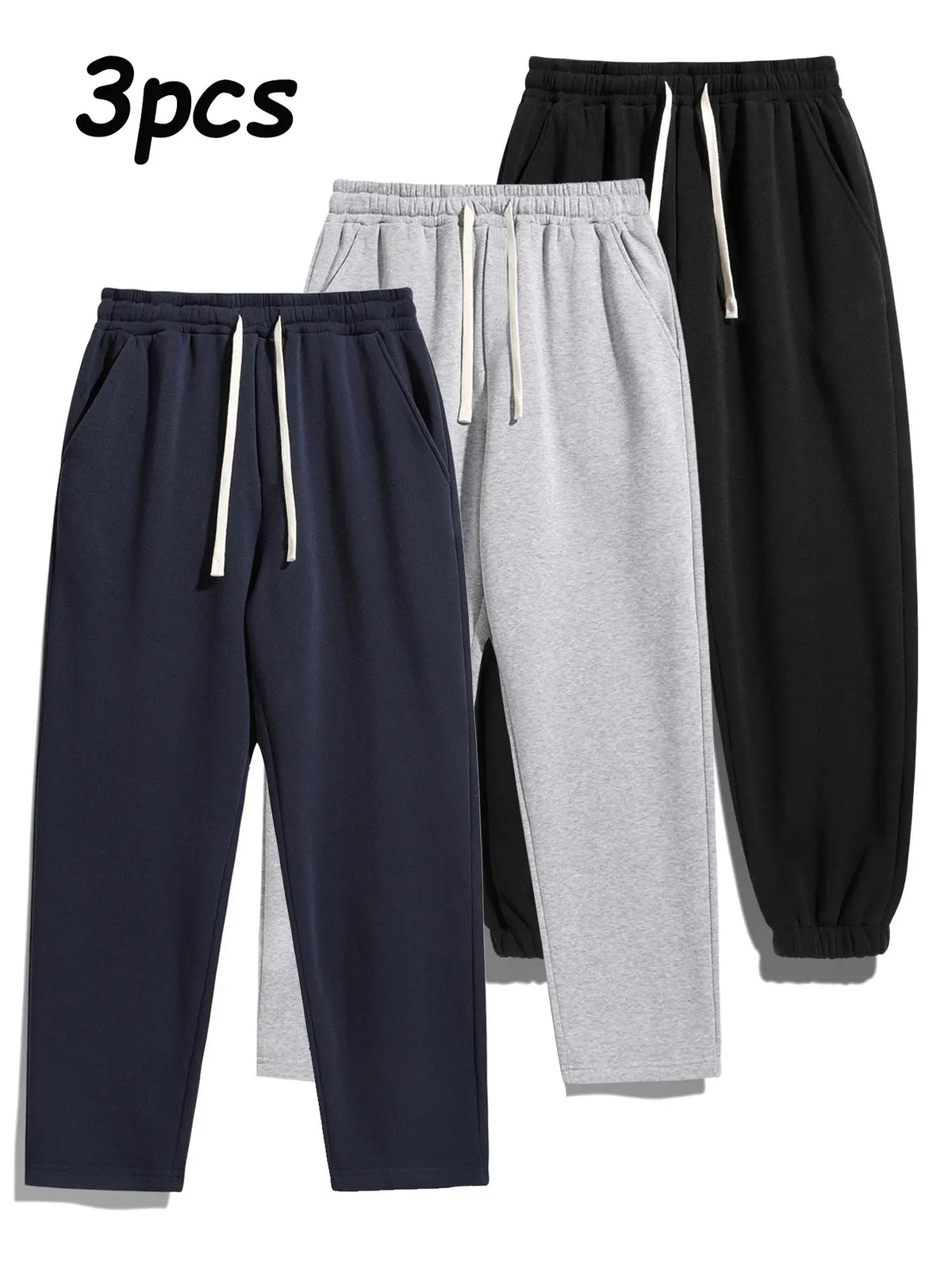 Men's Thermal Lined Pants with Drawstring Waist, Cozy Relaxed Fit Loose Sweatpants Fabric for Fall & Winter, Men's Bottoms, Menswear Clothing