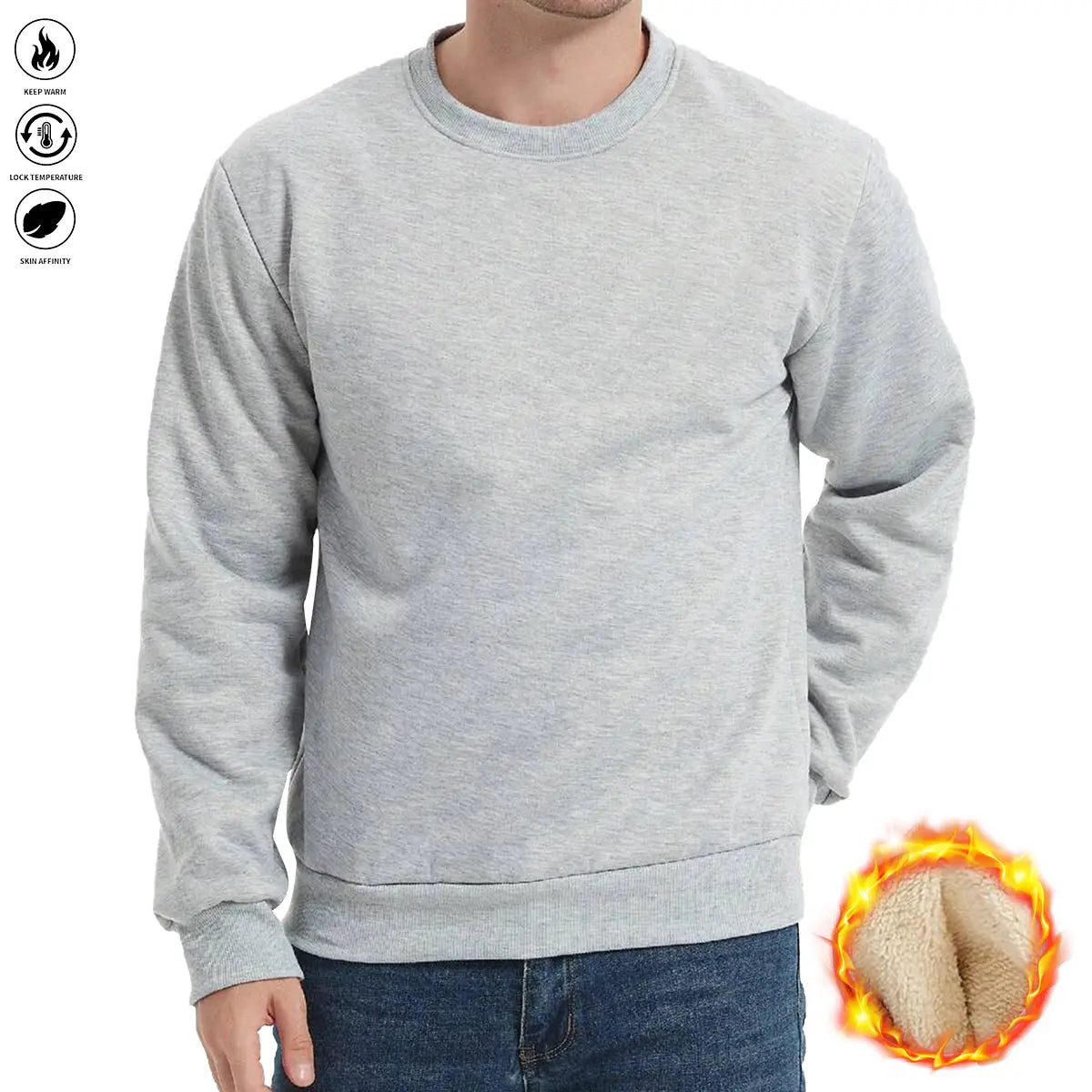 Men's Thick Fleece Vest - Plain Round Neck Thermal Menswear, Winter Warm Solid Gray/Black Sporty Outdoor Outerwear, Machine Washable, Durable, Comfortable Layered Casual Sports Apparel