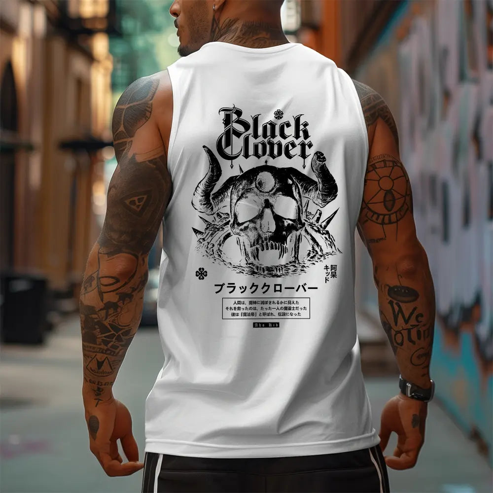 skull sympoli 90s Graphic Sleeveless Tank Tops Men Vest Streetwear Outfits Men Vacation Outfits Sleeveless Shirt