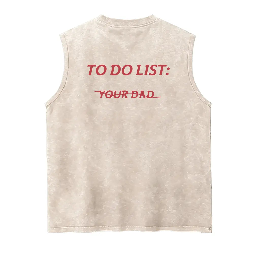 Women's Washed Cotton Vest Top - Unisex, Lightweight Foldable Loose-Fit, Smooth Soft Seamless Fabric, Graphic "Your Dad" Design, Round Neck Sleeveless, All Seasons Casual Wear Gift, Machine Washable