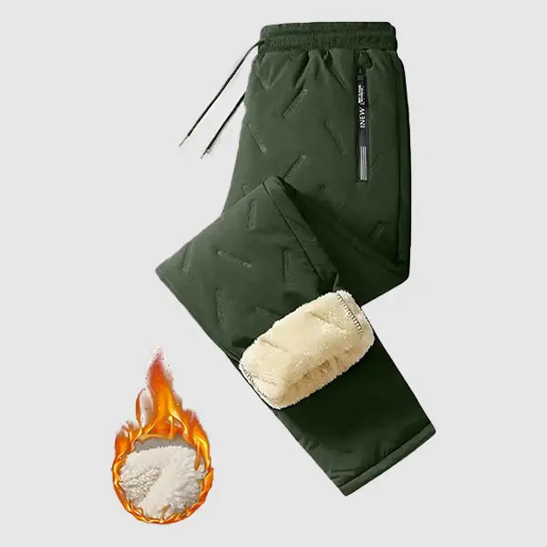 Men's Plain Fleece-Lined Protective Thermals Pants - Thick Plush, Multi-Layer Solid Design, 1 Piece, Zippered Pockets, Regular Fit, Easy Movement, Casual Look, Winter Outdoor Hiking Snow Trousers, Protective Thermals Men's Pants