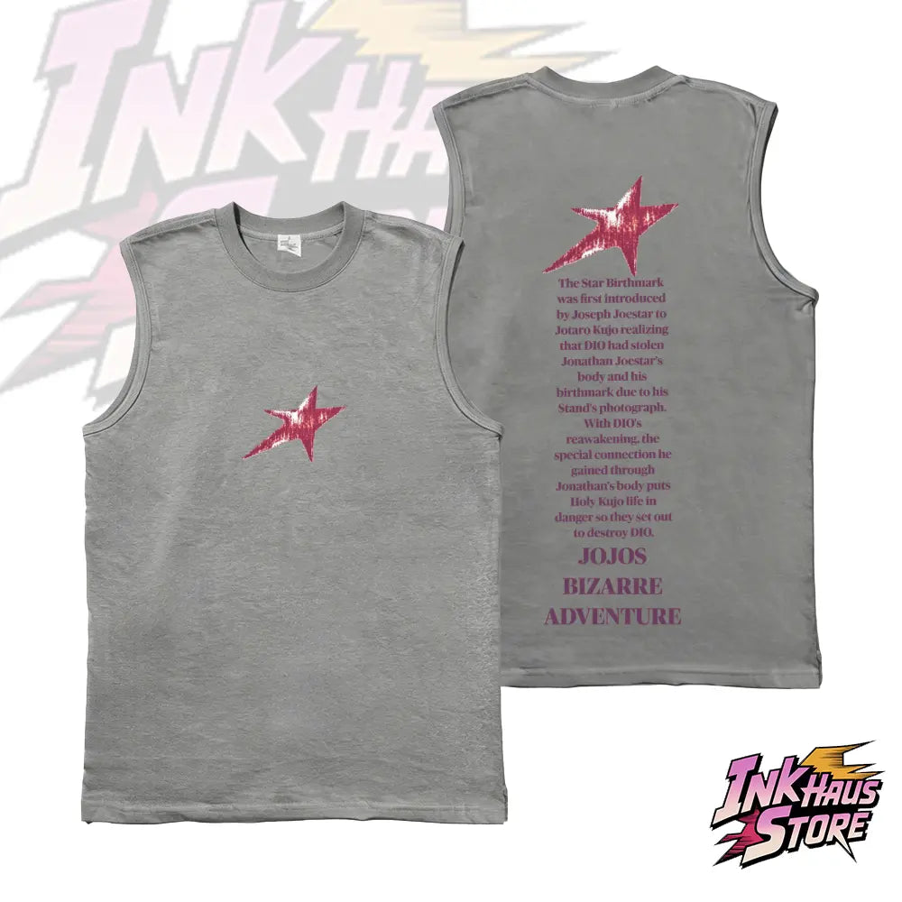 Streetwear Tank Top,JJBA jojo Star Mark anime fashion,gym fit,classical clean style,Sleeveless Cotton Unisex,breathable pure cotton