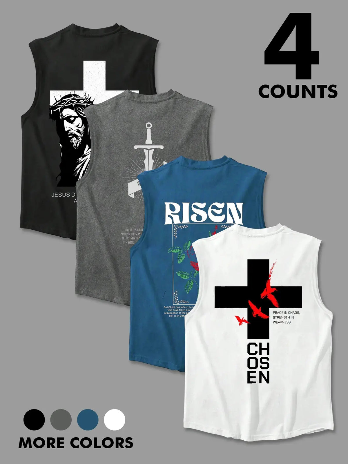 Men's Jesus Print Graphic Sleeveless Tank Top, Athletic Undershirt, Regular Fit Casual Gym Clothing Round Neck Top for Daily Wear, Men's Clothes for All Seasons, Socks