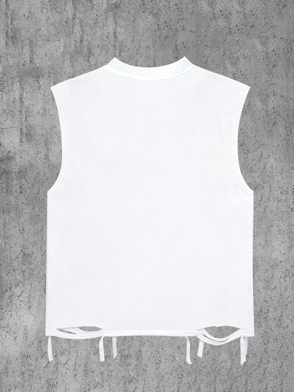 Men's Round Neck Sleeveless Casual Vest, Graphic Print + Stud Design Ripped Hem, Loose-Fitting Short Shoulder Tank Top, Sleeveless Tanks for Spring Summer, Menswear