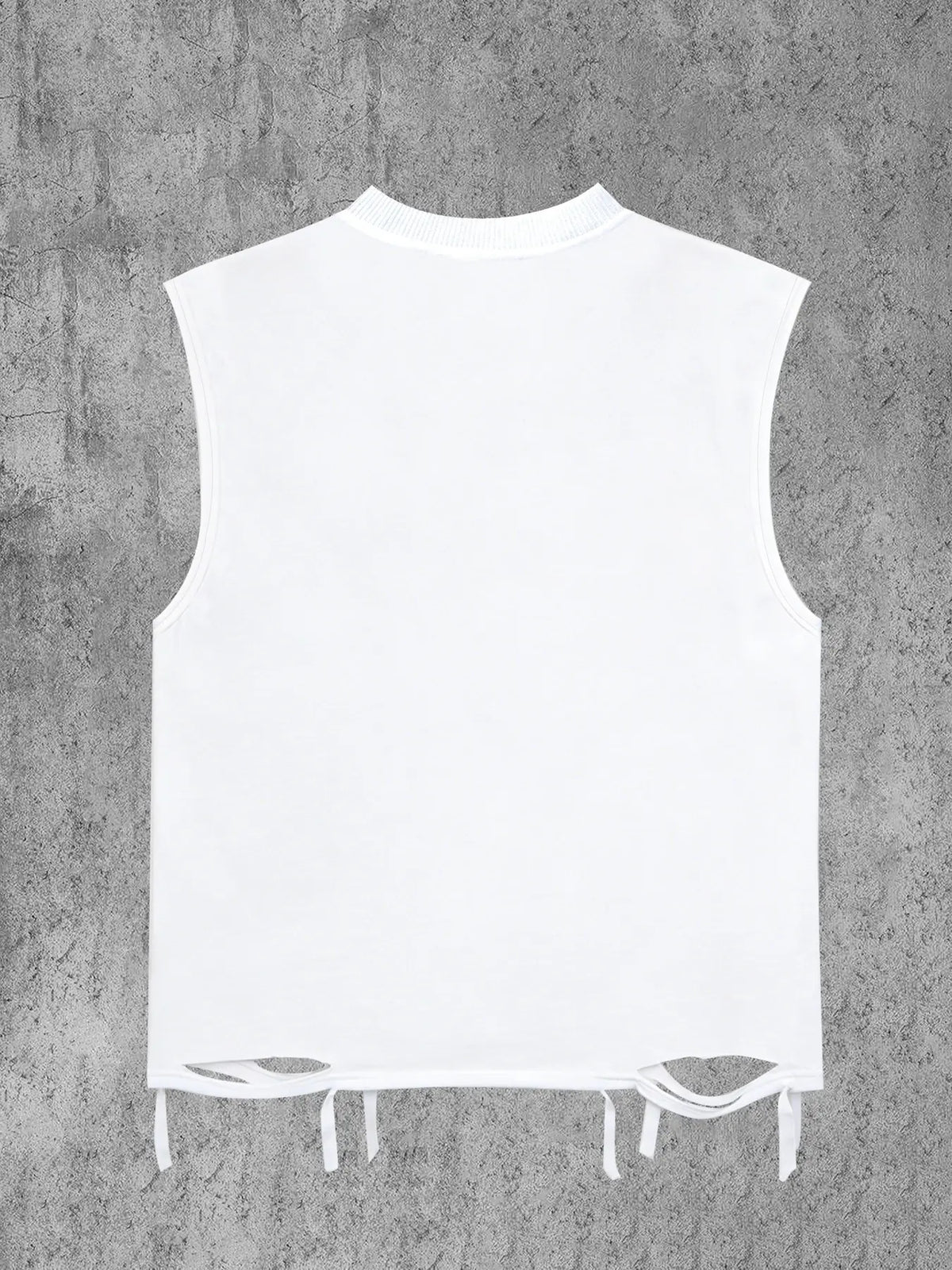 Men's Round Neck Sleeveless Casual Vest, Graphic Print + Stud Design Ripped Hem, Loose-Fitting Short Shoulder Tank Top, Sleeveless Tanks for Spring Summer, Menswear