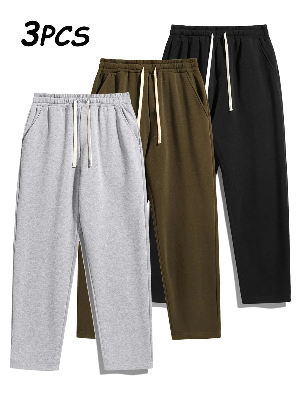 Men's Thermal Lined Pants with Drawstring Waist, Cozy Relaxed Fit Loose Sweatpants Fabric for Fall & Winter, Men's Bottoms, Menswear Clothing
