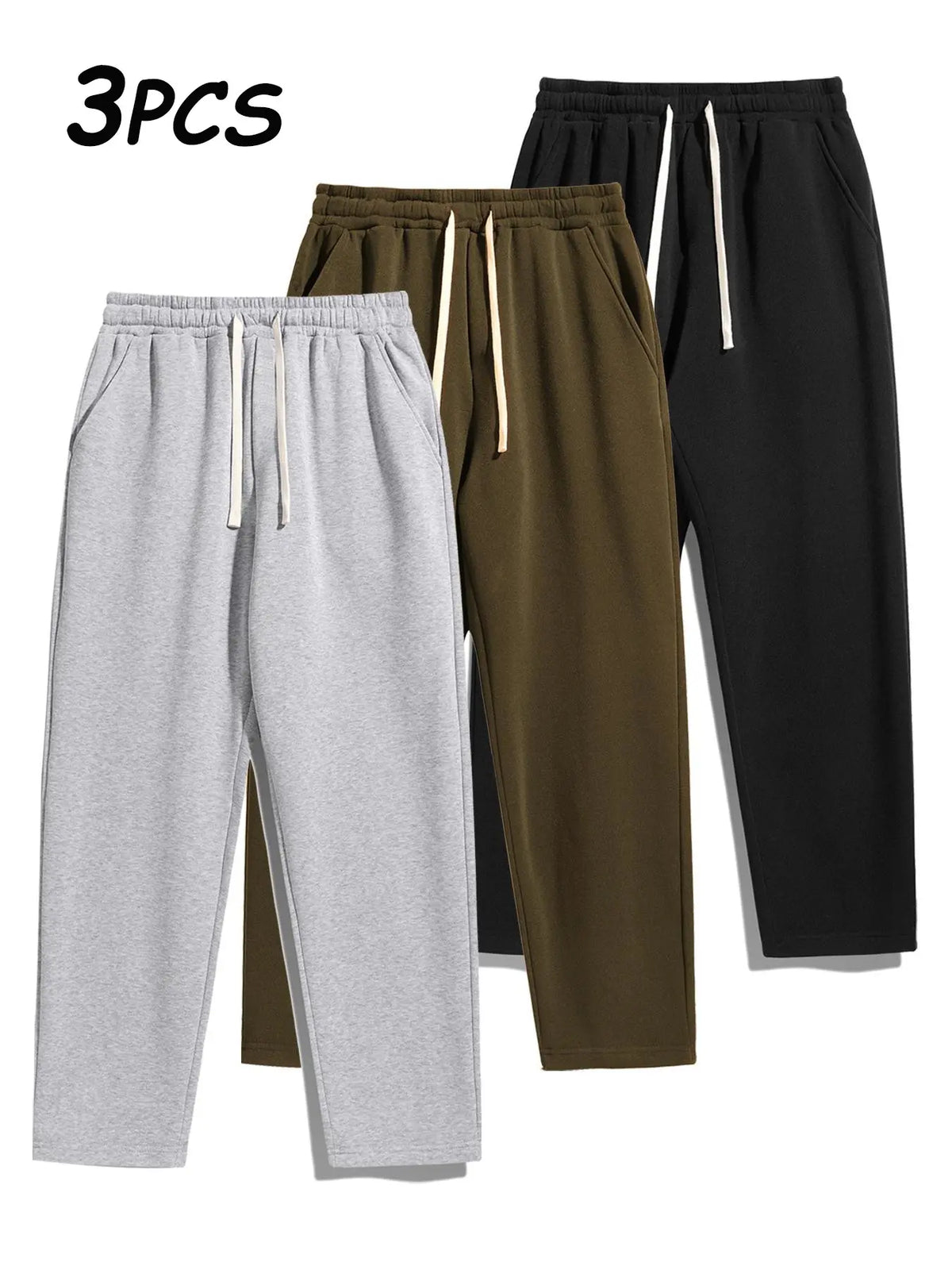 Men's Thermal Lined Pants with Drawstring Waist, Cozy Relaxed Fit Loose Sweatpants Fabric for Fall & Winter, Men's Bottoms, Menswear Clothing