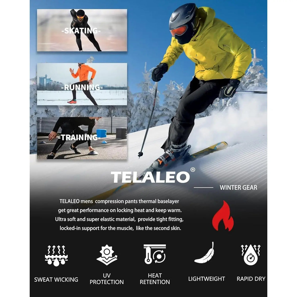 Men's Thermal Compression Pants - 4 or 5 Pack Fleece-Lined Menswear Activewear Sportswear Tights, Cold Weather Winter Baselayer Athletic Leggings