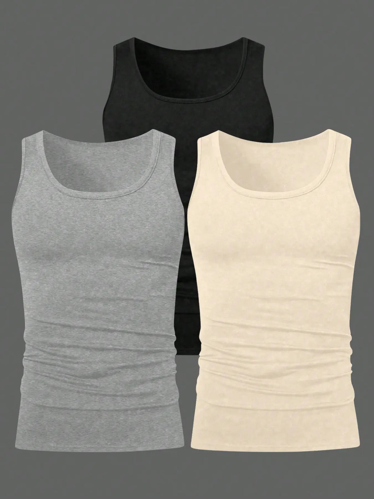 Men's Solid Color Scoop Neck Tank Top, Knitted Tank Tops, Menswear Regular Fit Casual Classic Comfy Breathable Sleeveless Top for Daily Wear, Men's All-Match Clothes for All Seasons, Matching, Summer Sleeveless Top