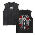 Sleep Token Unisex Cotton Vintage Washed Vest Sleep Symbol Retro Print Casual Regular Fit for Daily Wear Retro Band Style for Couples Perfect Boyfriend Gift