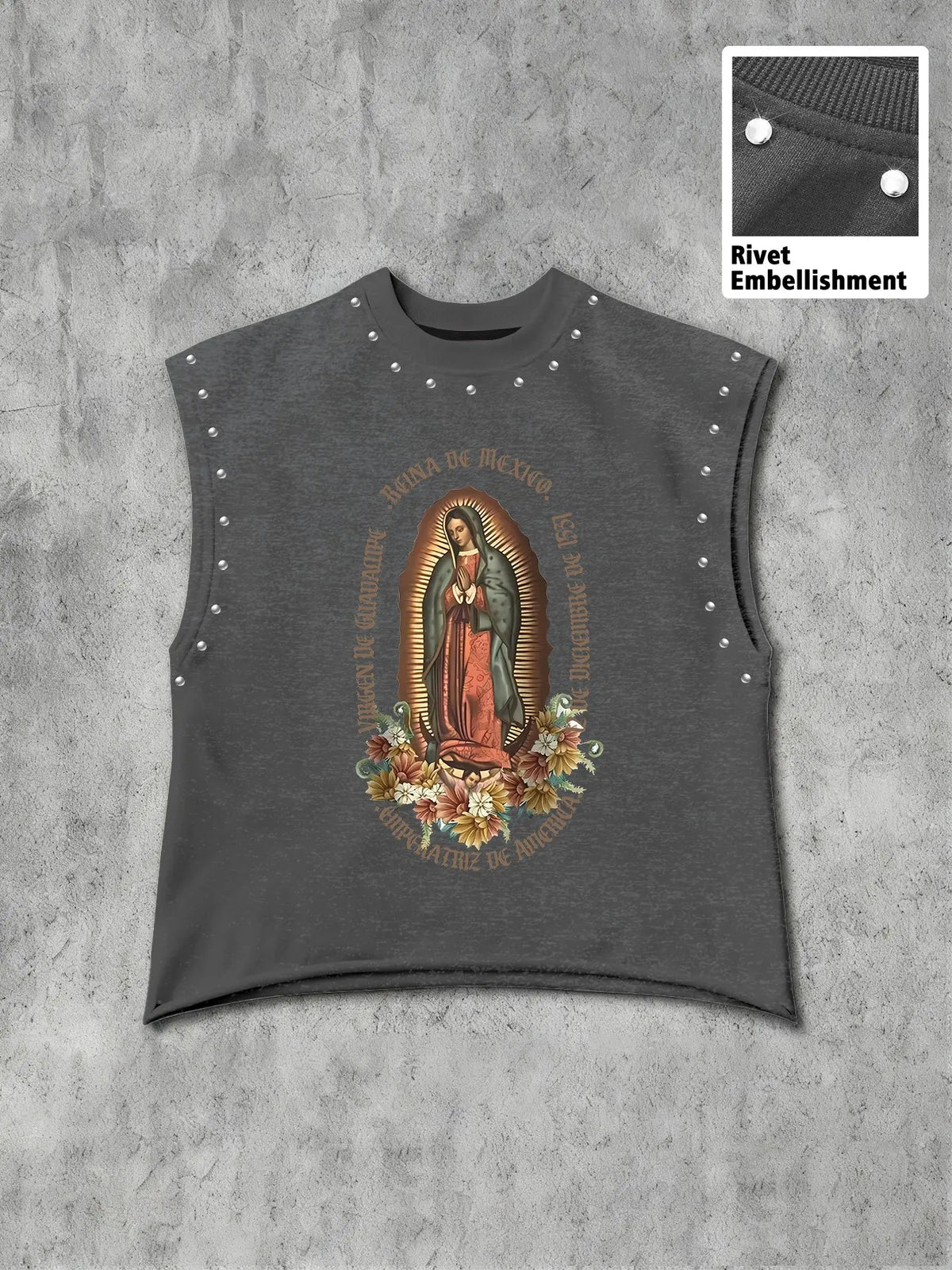 Unisex Sleeveless Vest, Virgin Mary Faith Print, Casual Streetwear, Trendy and Comfortable, All Seasons, Fitted Graphic Design, Sleeveless Loose Tank