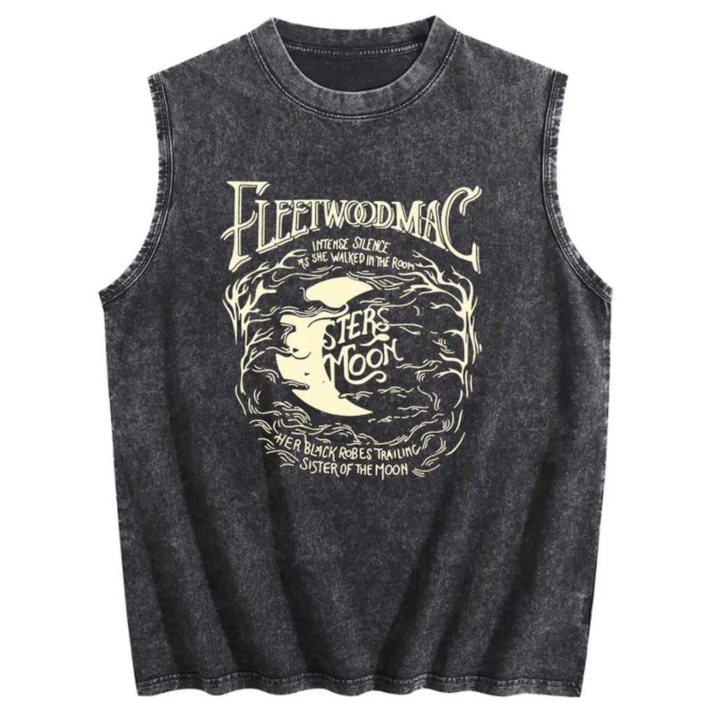 Holafish Loose Fit Womens Fleetwood Mac Sister Of The Moon Print Acid Washed Workout Tank Tops Sleeveless Unisex Gym Acid Wash T Shirts Running Beach Loose Fit Tee Basic, Menswear summervibes, 2026 New Color