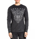 American Fighter Men's Black Rock Crew Neck Thermal Long-Sleeve Casual Graphic Top - Cotton-Blend Polyester Fabric, Sublimated Neo Tetris Design, Gothic, 90s Kid Aesthetic, All-Season, Pull-On, Cold-Wash Compatible, Top-Down Wear