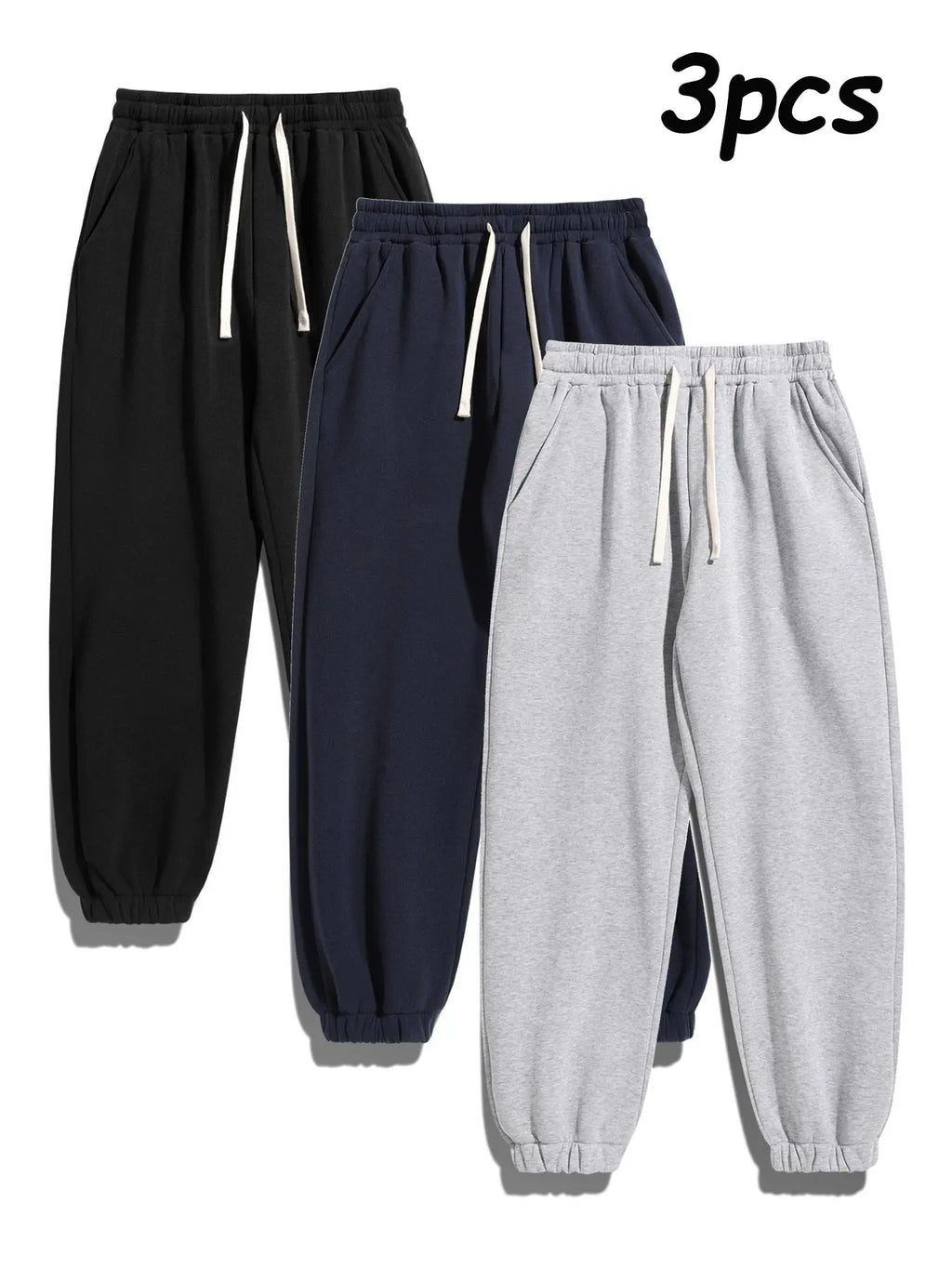 Men's Thermal Lined Pants with Drawstring Waist, Cozy Relaxed Fit Loose Sweatpants Fabric for Fall & Winter, Men's Bottoms, Menswear Clothing