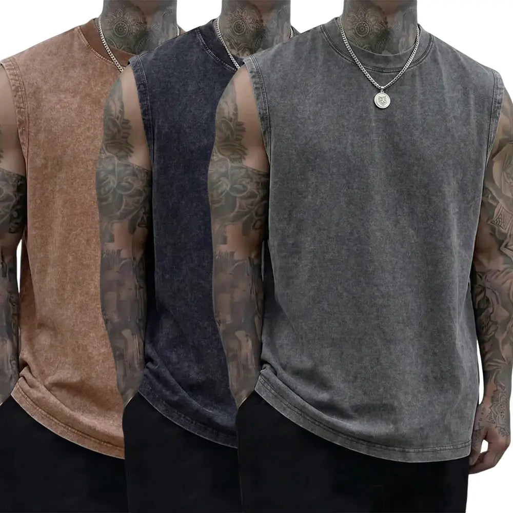 Men’s 3-Pack Summer New Arrival 230 g Pure Cotton Heavyweight Vintage Undershirts/Tank Tops, Soft Skin-Friendly Fabric, Unisex, Machine Washable, Full Cotton, Loose Retro Fit, Suitable for Sports & Fitness, Outdoor Cycling, Street Basketball fathersdaygif