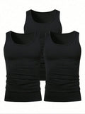 Men's Solid Color Scoop Neck Tank Top, Knitted Tank Tops, Menswear Regular Fit Casual Classic Comfy Breathable Sleeveless Top for Daily Wear, Men's All-Match Clothes for All Seasons, Matching, Summer Sleeveless Top