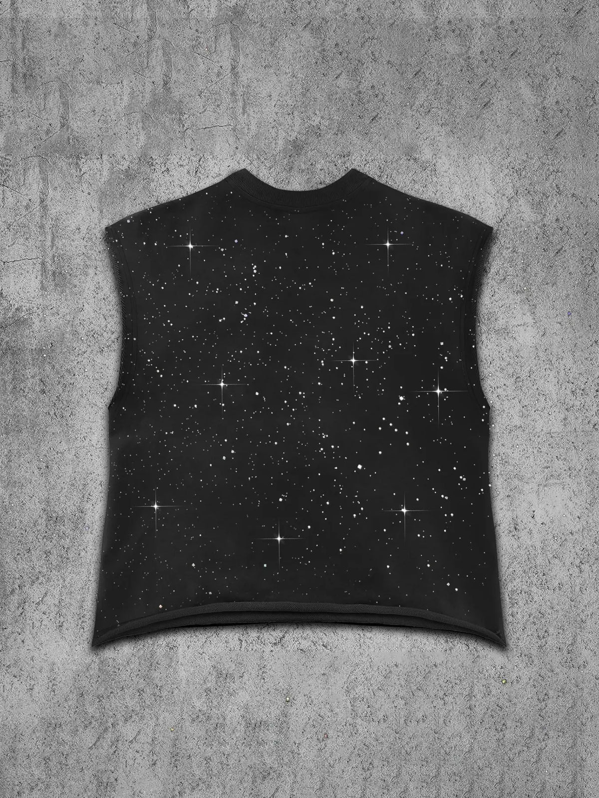 Men's Casual, Loose Sleeveless Vest, Rhinestone-Decorated Handprint Graphic Design, Comfortable Silver Color Fabric, Perfect for Streetwear & Photoshoots