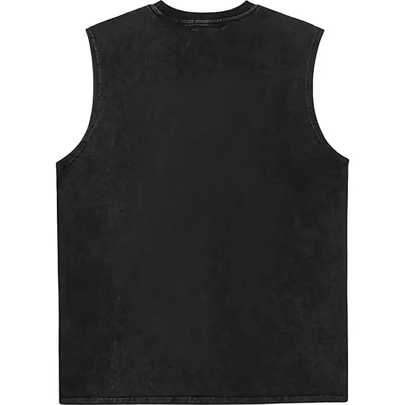 Sleep Token Unisex Cotton Vintage Washed Vest Sleep Symbol Retro Print Casual Regular Fit for Daily Wear Retro Band Style for Couples Perfect Boyfriend Gift