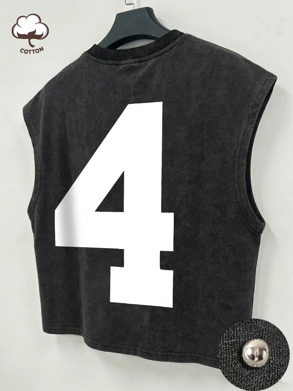 Men's Washed Black Sleeveless Modern Tank Top, Crop Top With Red Letter Print "I'm Not Shy", Casual Streetwear Fashion For Summer Daily Wear, Menswear