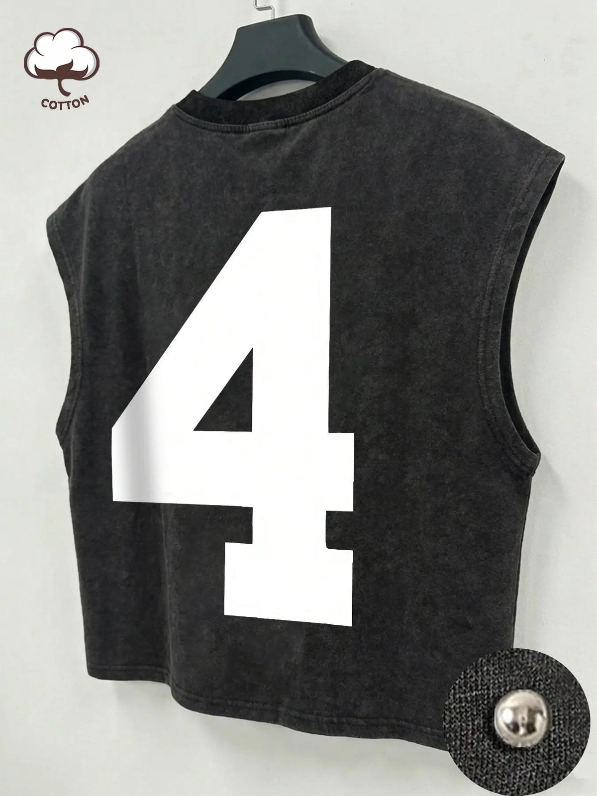 Men's Washed Black Sleeveless Modern Tank Top, Crop Top With Red Letter Print "I'm Not Shy", Casual Streetwear Fashion For Summer Daily Wear, Menswear