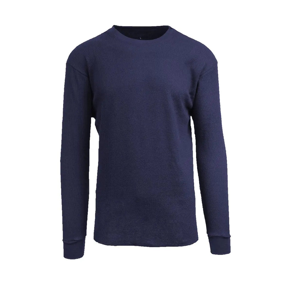 Men's Long Sleeve Menswear Knit Classic Cotton Crewneck Breathable Hem Thermal Shirts Knitwear Plain