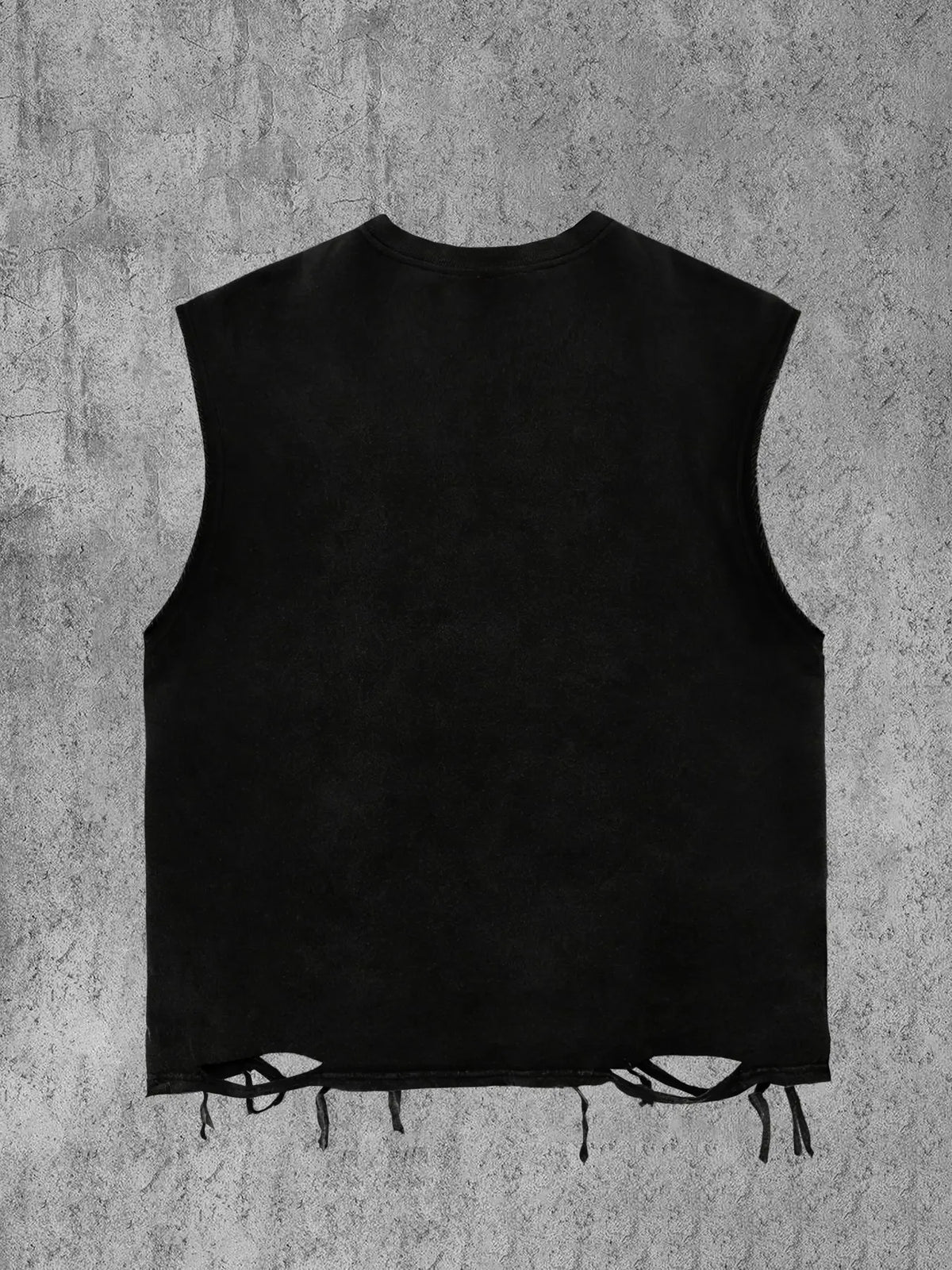 Men's Round Neck Sleeveless Casual Vest, Graphic Print + Stud Design Ripped Hem, Loose-Fitting Short Shoulder Tank Top, Sleeveless Tanks for Spring Summer, Menswear