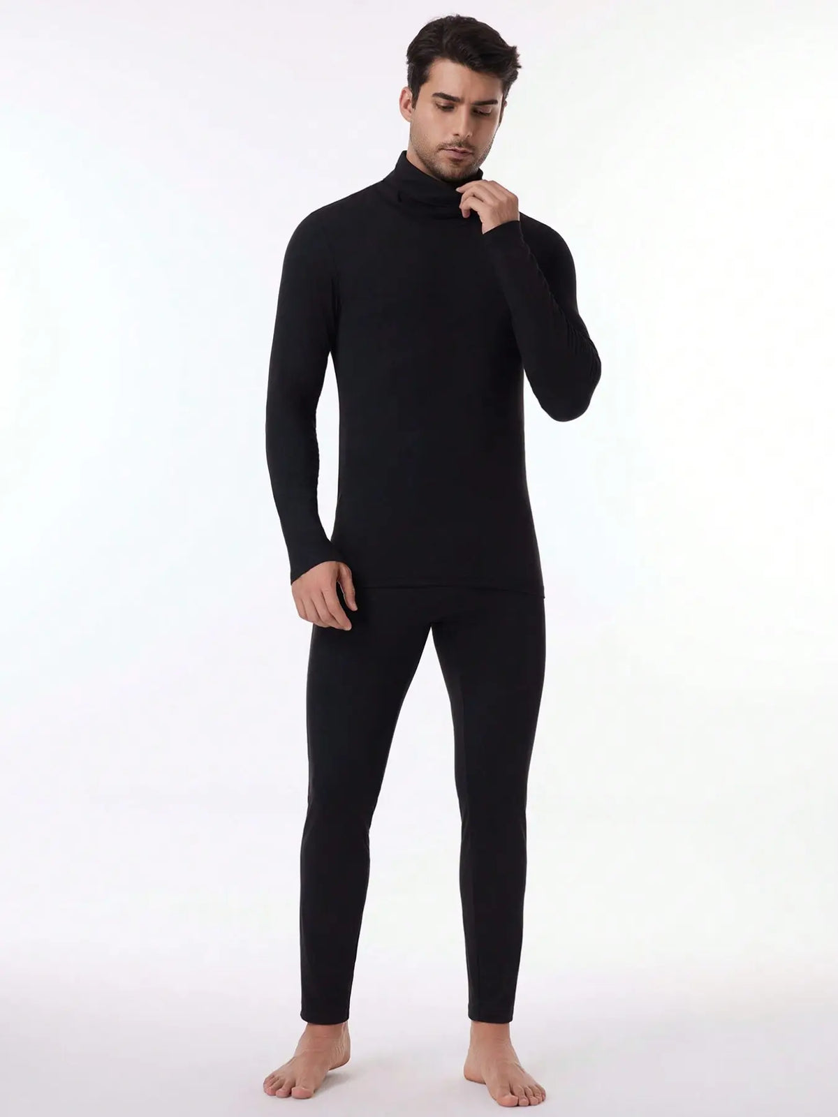 Men's Autumn Winter Heated Seamless Underwear, High Stretch Slim Fit, Soft Skin-Friendly, Business Inner Layer Comfortable Not Bulky