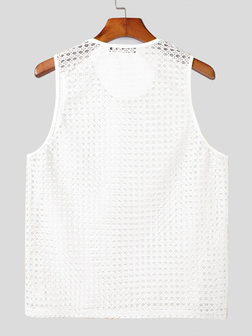 INCERUN Men Vacation Style Hollow Mesh Vests Summer Sleeveless Tank Tops Fashion