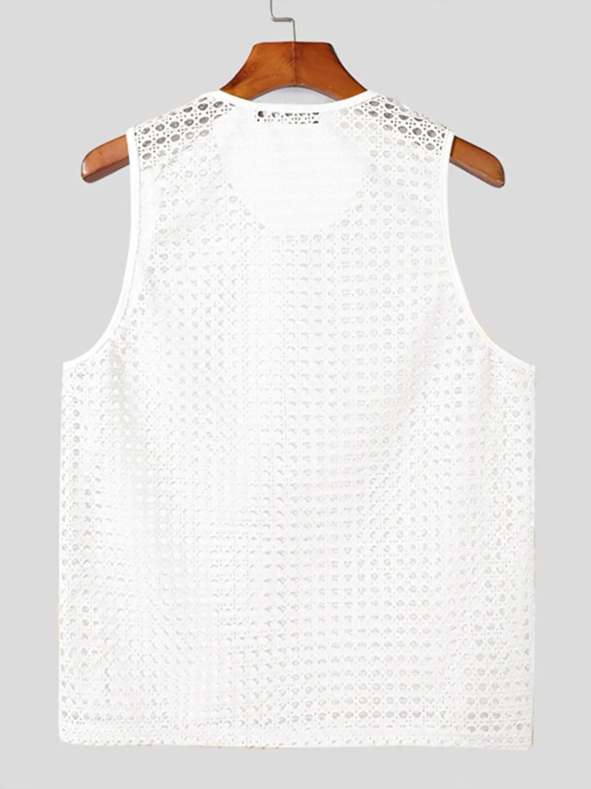 INCERUN Men Vacation Style Hollow Mesh Vests Summer Sleeveless Tank Tops Fashion