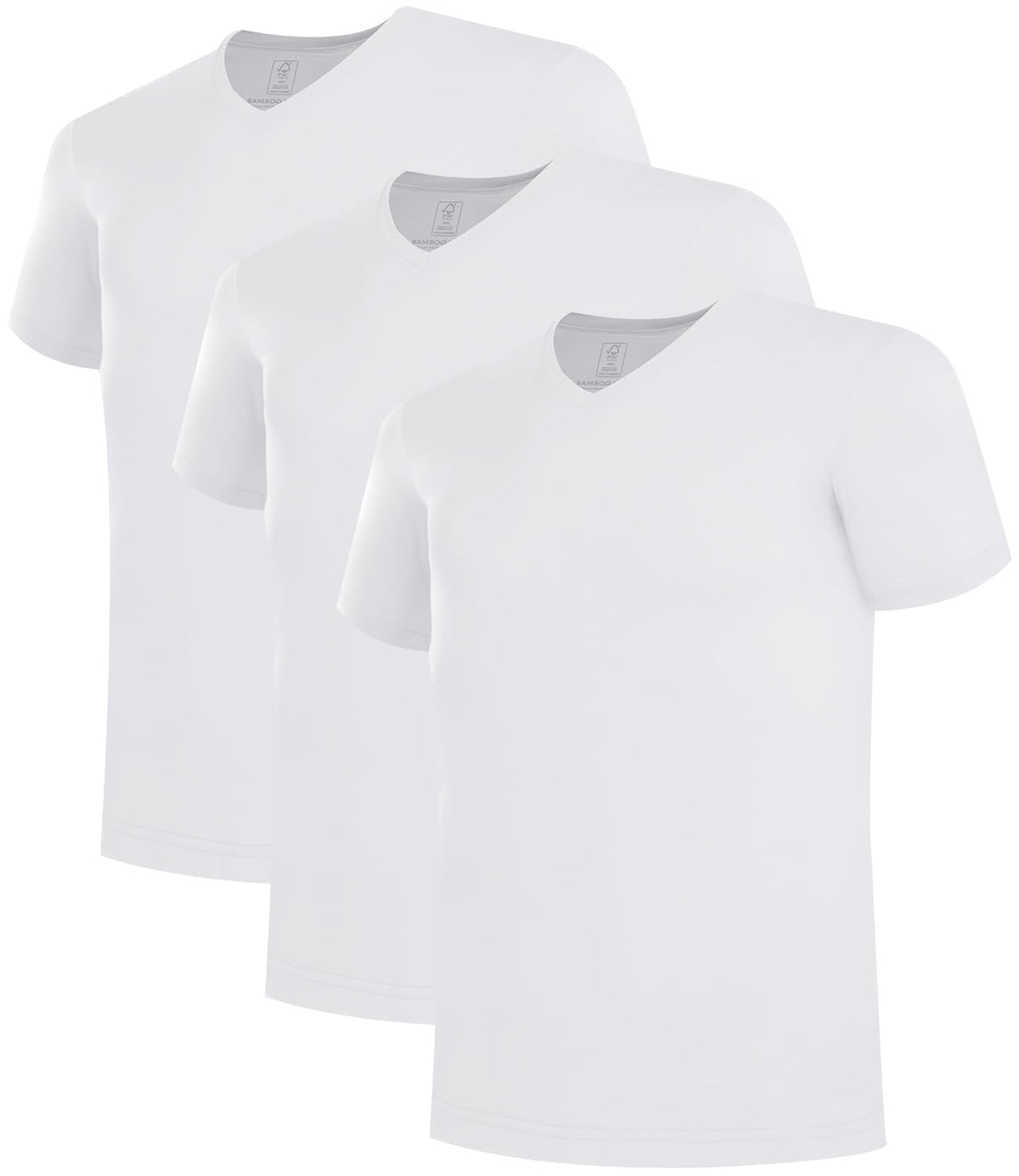 BAMBOO COOL Men's V Neck Undershirts 3 Pack Soft Breathable Slim Fit Tees
