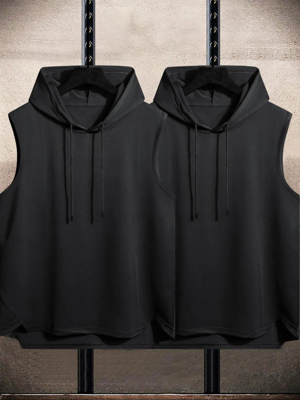 Men's Plain Drawstring High Low Hem Hooded Tank Top, Sleeveless Shirt, Regular Fit Casual Sleeveless Vest, Going Out Top, National Day Clothing, Sleeveless Clothes