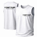 Men's Cotton Sleeveless Tank Top - Menswear Garment with "I Can't Flirt I'm Afraid Of Women" Print, Soft Loose Fabric, Classic Crew Neck, Casual for Spring & Summer