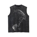 Men’s 100% Cotton Sleeveless "Jesus Crown of Thorns" Tank Top - Stylish Tank Tops, Loose Fit Distressed Black Retro Casual Vintage Washed Look Faith Art Statement Snowflake Wash Spring Vesttop