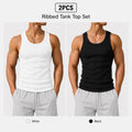 Summer men’s 2-pack anti-crease, no-bulge, high-stretch sleeveless U-neck tank tops—colorfast, wear-resistant, non-pilling, shape-stable—suitable for everyday, indoor, and sports casual wear.