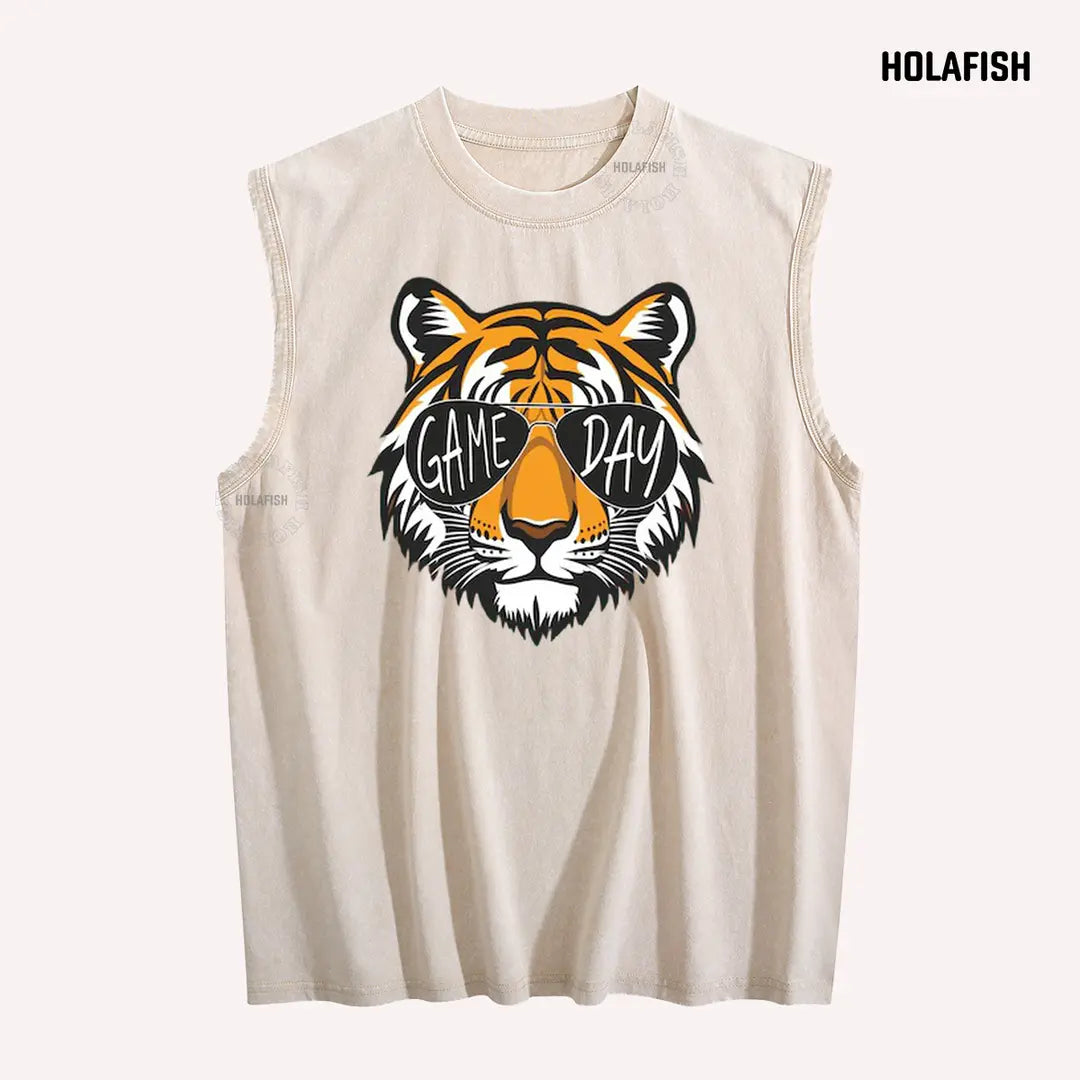 Holafish Women's Retro Summer Oversized Tank Top - Vintage Acid Washed, Upgraded Print, Hip-Length, Heavyweight Cotton, Aesthetic, Classic, Breathable, Workout Vibe, Unisex Gift Sleeveless Crop Vest