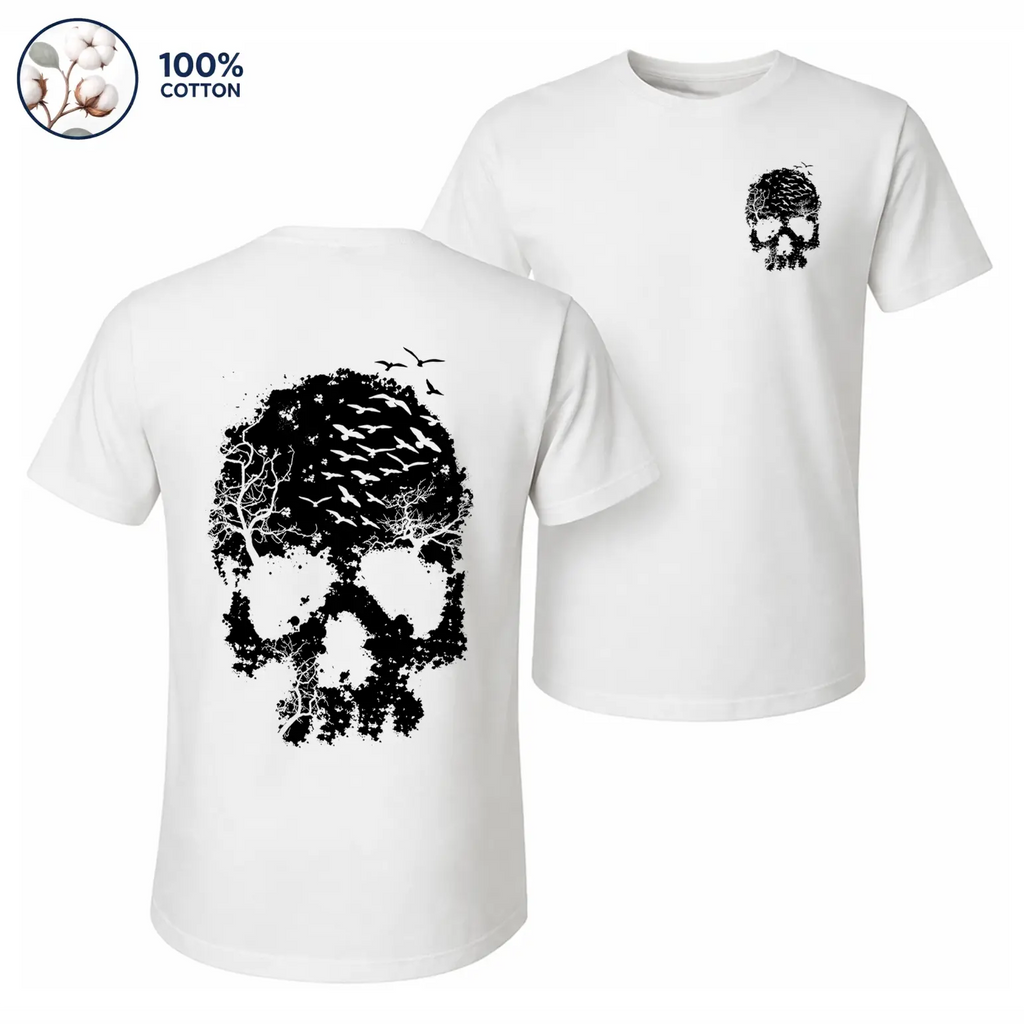 Men’s 100% Cotton Sleeveless Tank Top, Skull Graphic Muscle Shirt, Front and Back Print Casual Summer Tee, Soft Breathable Loose Fit Streetwear Top for Gym and Daily Wear