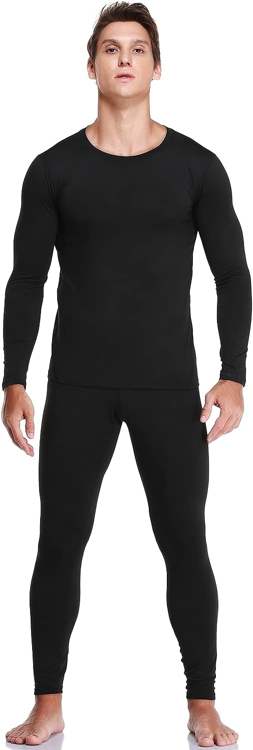 Thermal Underwear for Men, Fleece Lined Long Johns Set Winter Base Layer