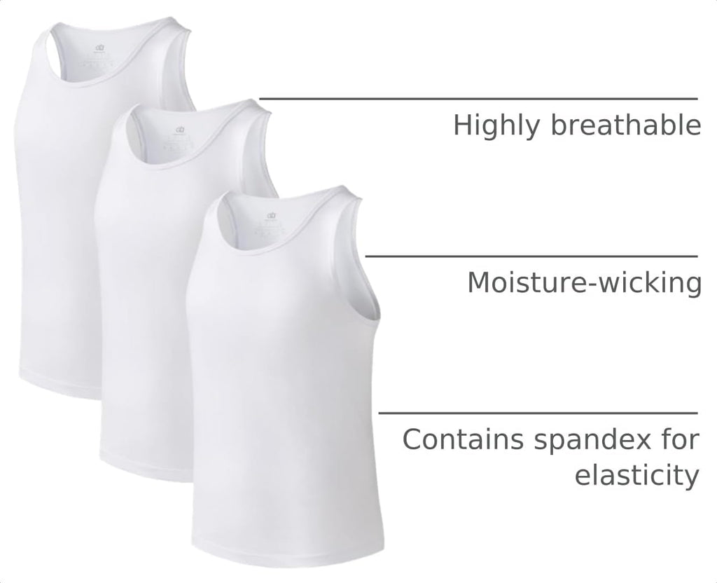 DAVID ARCHY Men's Tank Top Undershirts Moisture-Wicking A-Shirt for Men