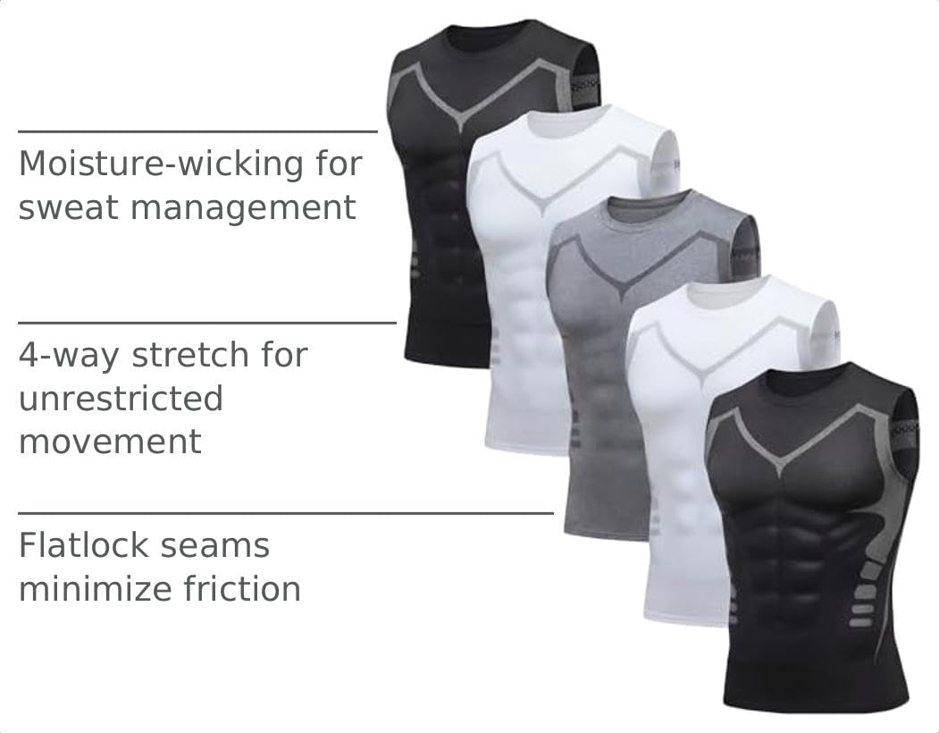 5 Pack Mens Sleeveless Workout Tank Tops Dry Fit Athletic Muscle Tee Shirts Black &White Undershirts for Gym, Running