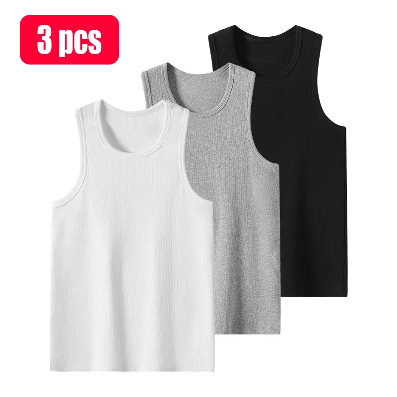 Men's wide-shoulder ribbed vest, high-quality cotton material, suitable for all-day wear, men's vest, solid color fashionable design, loose and casual comfort combined with style, sports vest, sleeveless vest, men's clothing.