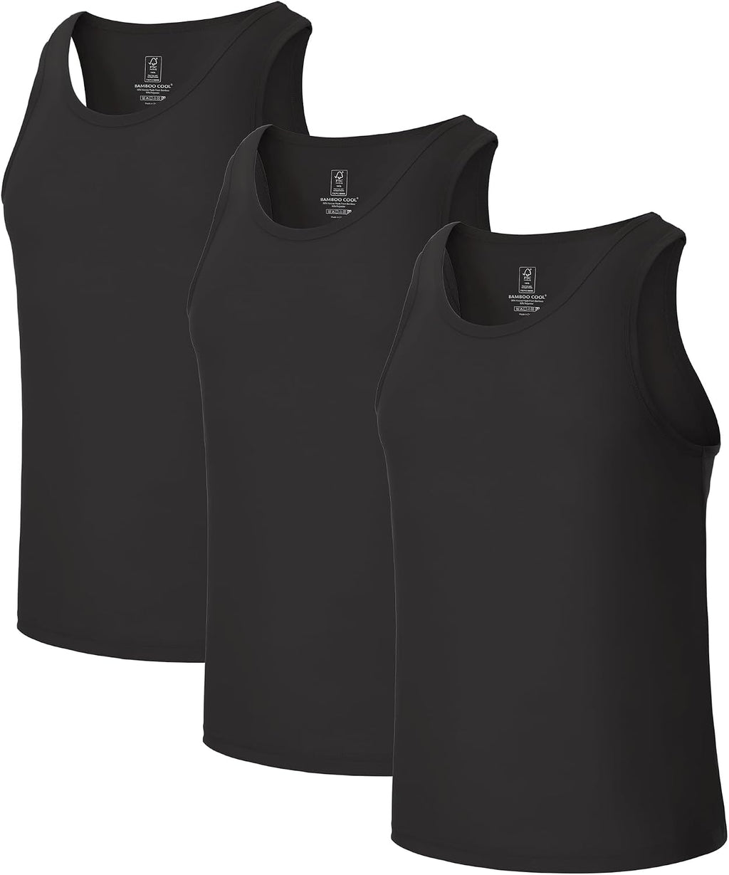 BAMBOO COOL Men's Tank Top Undershirts Moisture Wicking Fit A-Shirts 3 Pack