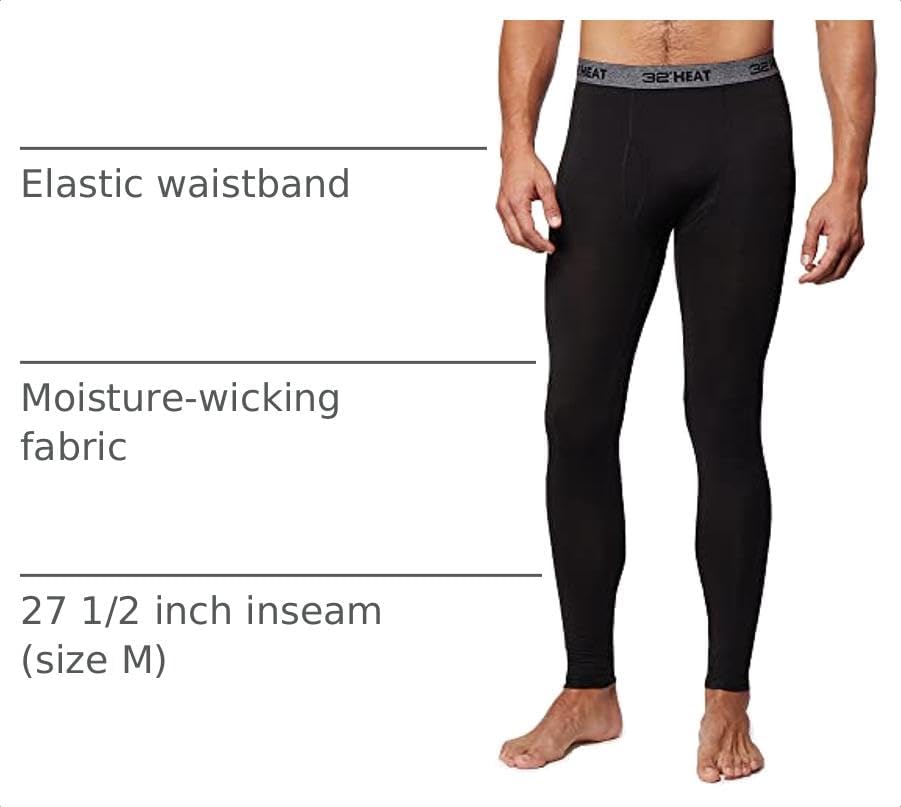 32 Degrees Men's Lightweight Baselayer Legging | Form Fitting | 4-Way Stretch | Thermal