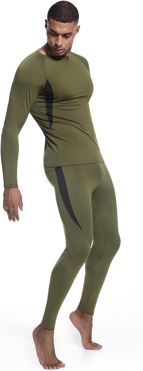 Thermal Underwear for Men Long Johns Top and Bottom Set Fleece Lined Base Layer Hunting Clothes for Cold Weather