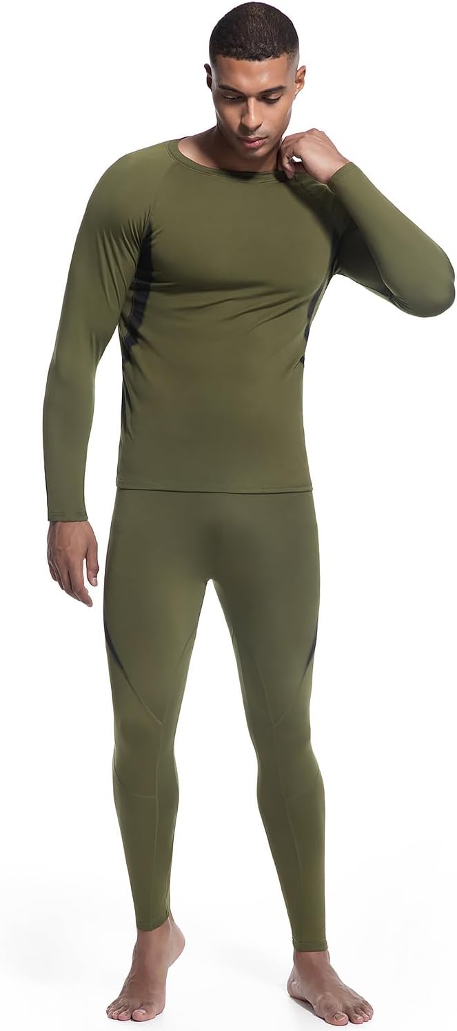 Thermal Underwear for Men Long Johns Top and Bottom Set Fleece Lined Base Layer Hunting Clothes for Cold Weather