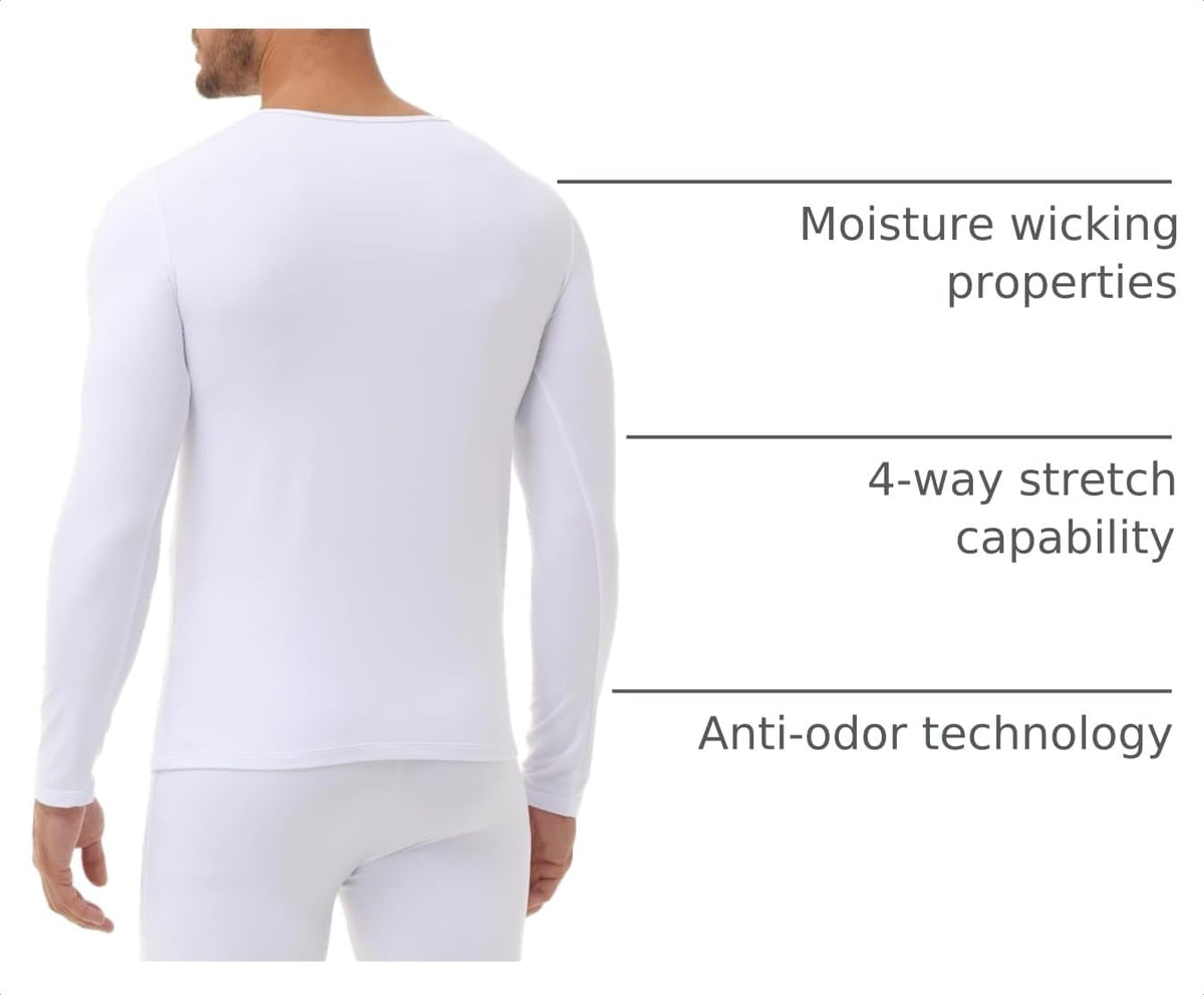 ZUTY 4 or 3 Pack Thermal Underwear for Men Long Sleeve Thermal Shirts Fleece Lined Soft Warm Base Layer Tops