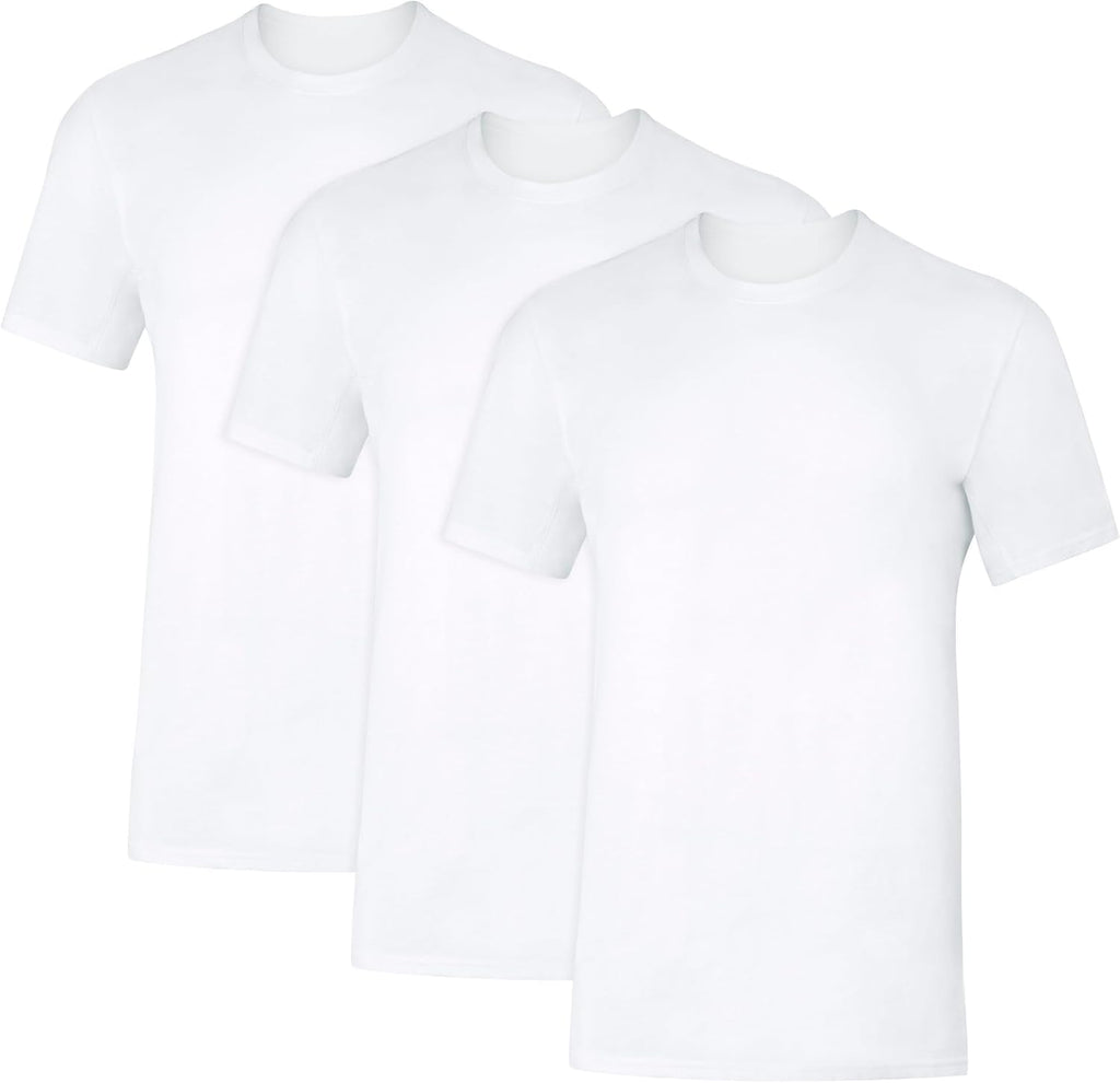 Hanes Men's Sweat Block Undershirt, Underarm Sweat Blocking Tee, Vneck Or Crewneck, White T-Shirt, 3-Pack