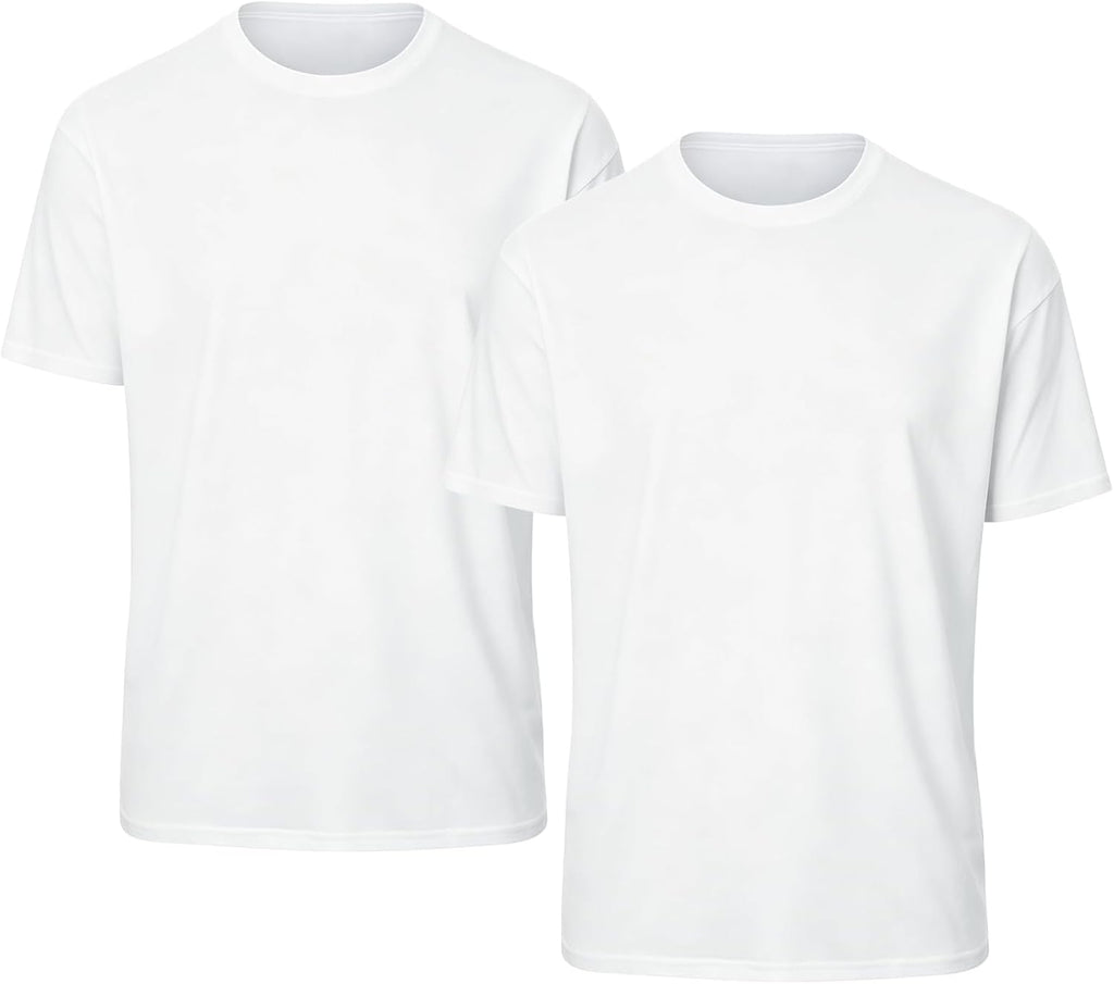 OKBA 2 Pack Black/White t Shirts Available for Men, Crew Neck Short Sleeve Men's Undershirt,Plain Workout Polyester tee